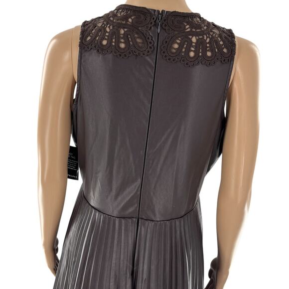 Boston Proper Brown Sleeveless Faux Leather Midi Dress - Picture 9 of 12